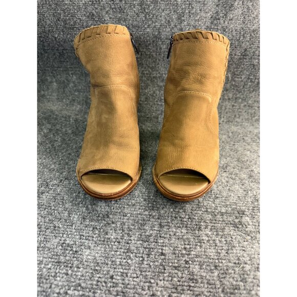 Vince Camuto Shoes Women's 7M Tan Kicetta Suede Peep Toe Open Heel Bootie - Picture 2 of 16